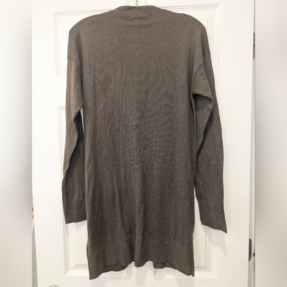 Sanctuary Long Cardigan Sweater olive army green NWT M button down cotton pocket - Picture 2 of 8
